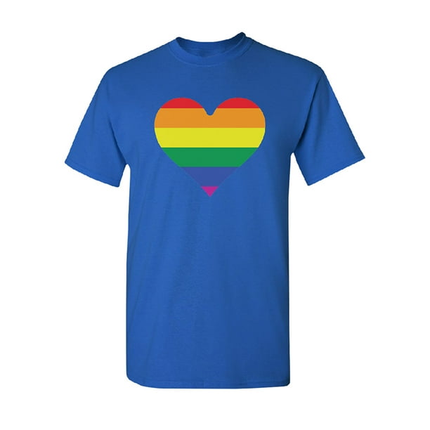 Rainbow HEART Gay Pride Rainbow flag LGBT t shirt tee Pocket Print COLOUR